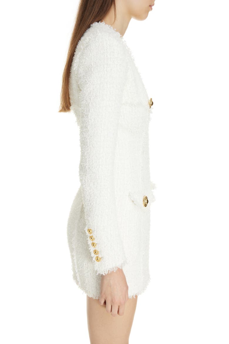 Long Sleeve Tweed Dress, Alternate, color, 0FA WHITE