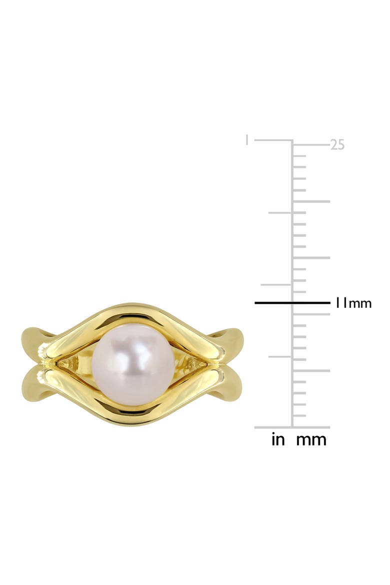 7-7.5mm Cultured Freshwater Pearl Wavy Band Ring, Alternate, color, WHITE