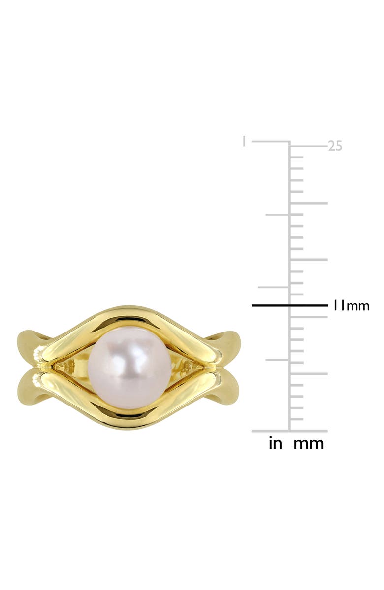 DELMAR 7-7.5mm Cultured Freshwater Pearl Wavy Band Ring, Alternate, color, White