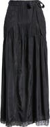 LoveShackFancy Beloria Lace Trim Silk Maxi Skirt