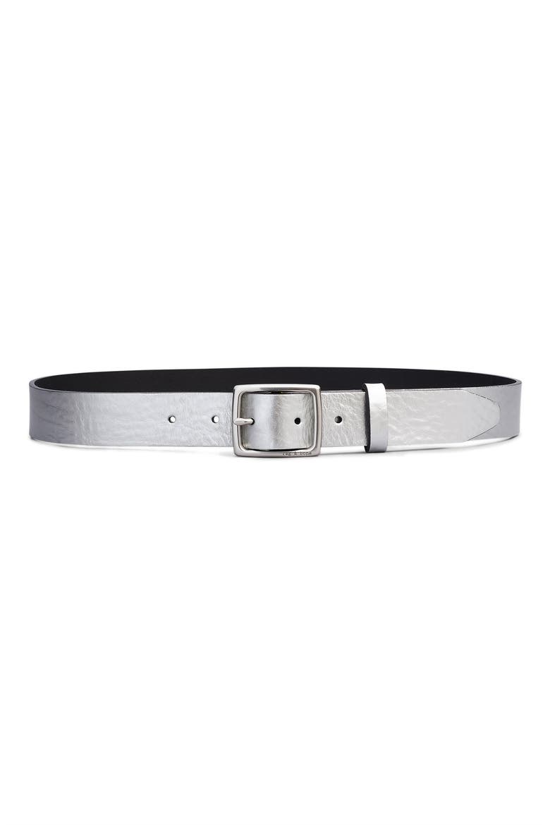 Metallic Leather Boyfriend Belt, Main, color, GNMT