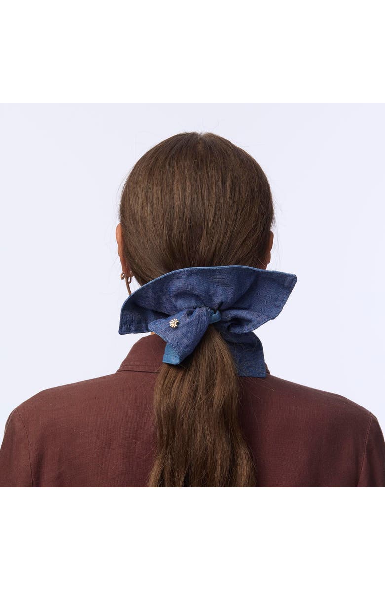 Lele Sadoughi Denim Double Faced Square Scrunchie, Alternate, color, Denim 400
