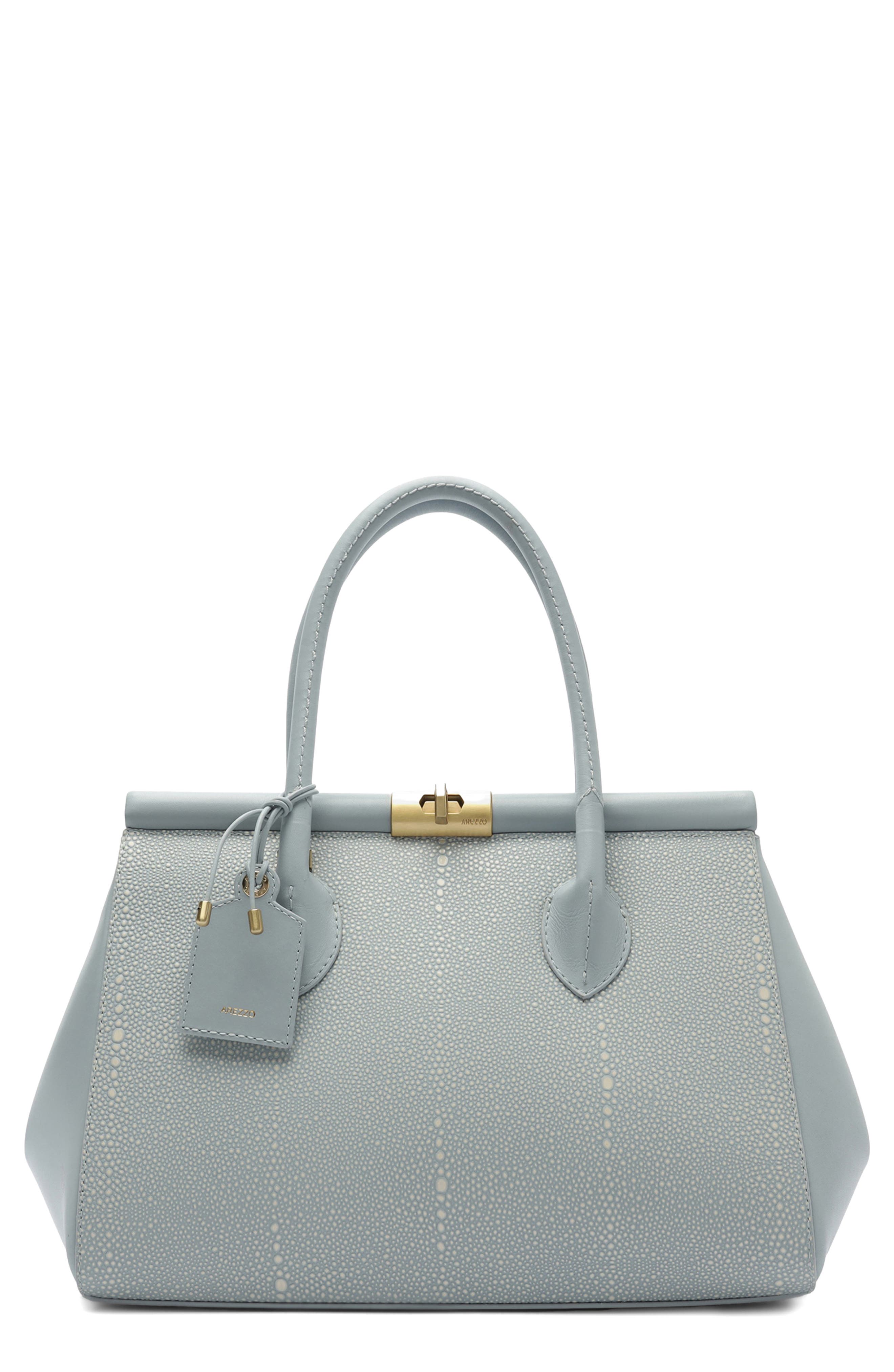 Arezzo Large Morgan Leather Tote, Main, color, Glacier Blue