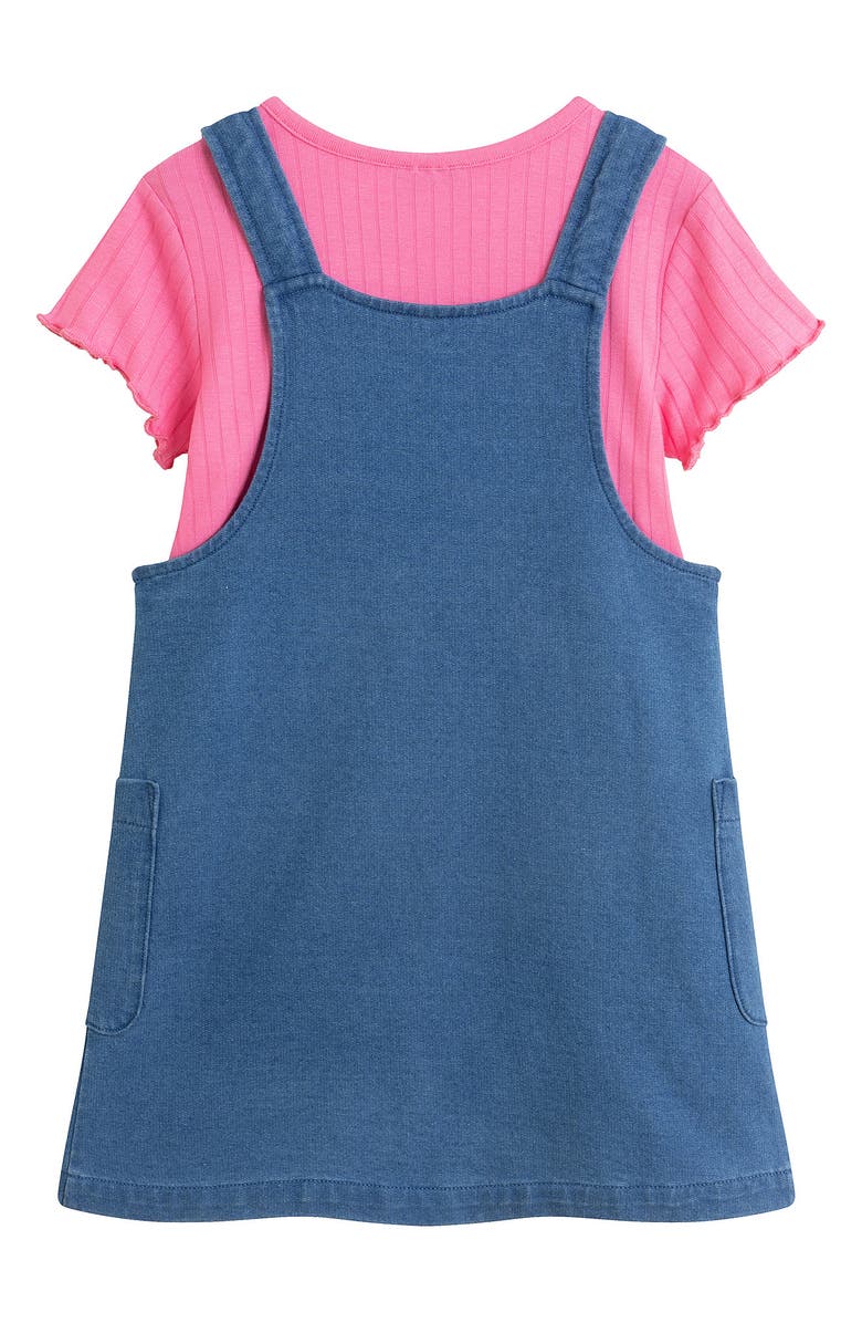 Andy & Evan Kids' T-Shirt & Patchwork Denim Dress, Alternate, color, Navy Smiley