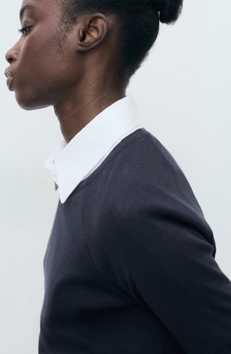 MANGO Raglan Sleeve Cotton Blend Sweater, Alternate, color, Dark Navy