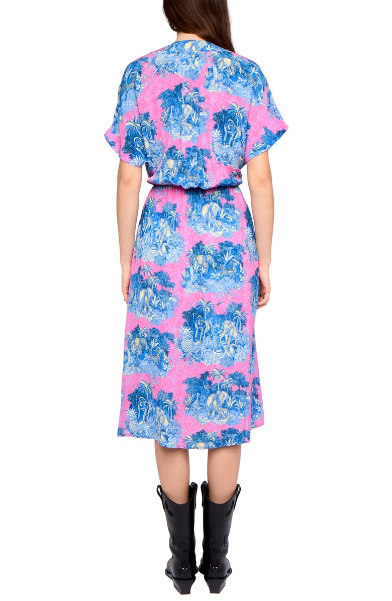 Zadig & Voltaire Riaz Wild Jungle Print Crepe Midi Dress, Alternate, color, Lady