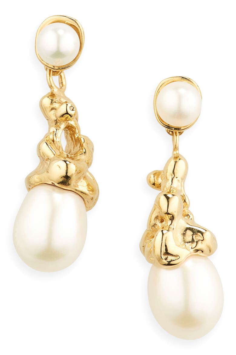 Sophia Cultured Freshwater Pearl Drop Earrings, Main, color, GOLD