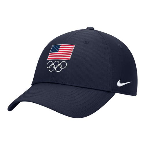 Nike Navy Team Usa On-field Club Ripstop Dri-fit Adjustable Hat In Blue