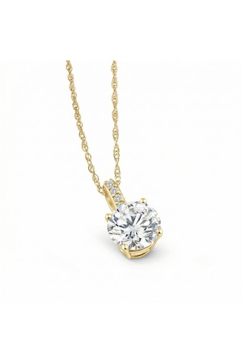 1 - 4Ct Diamond Solitaire Accent Pendant 14k Gold Womens 18" Ncecklace Lab Grown, Main, color, Yellow Gold - 4Ct