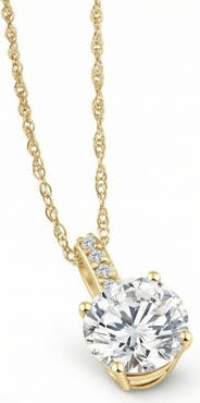 Bliss Diamond 1 - 4Ct Diamond Solitaire Accent Pendant 14k Gold Womens 18" Ncecklace Lab Grown