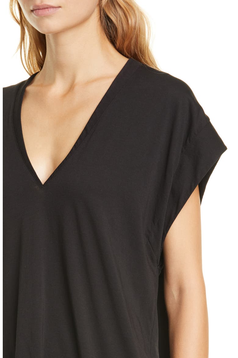Le Mid Rise V-Neck T-Shirt, Alternate, color, NOIR
