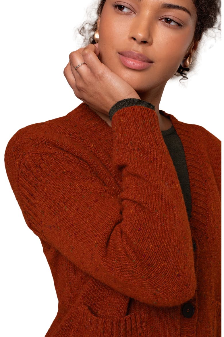 Donegal Boxy V-Neck Cardigan, Alternate, color, Rust