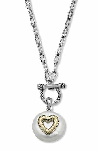 SAMUEL B. Heart Motif Coin Pearl Pendant Necklace