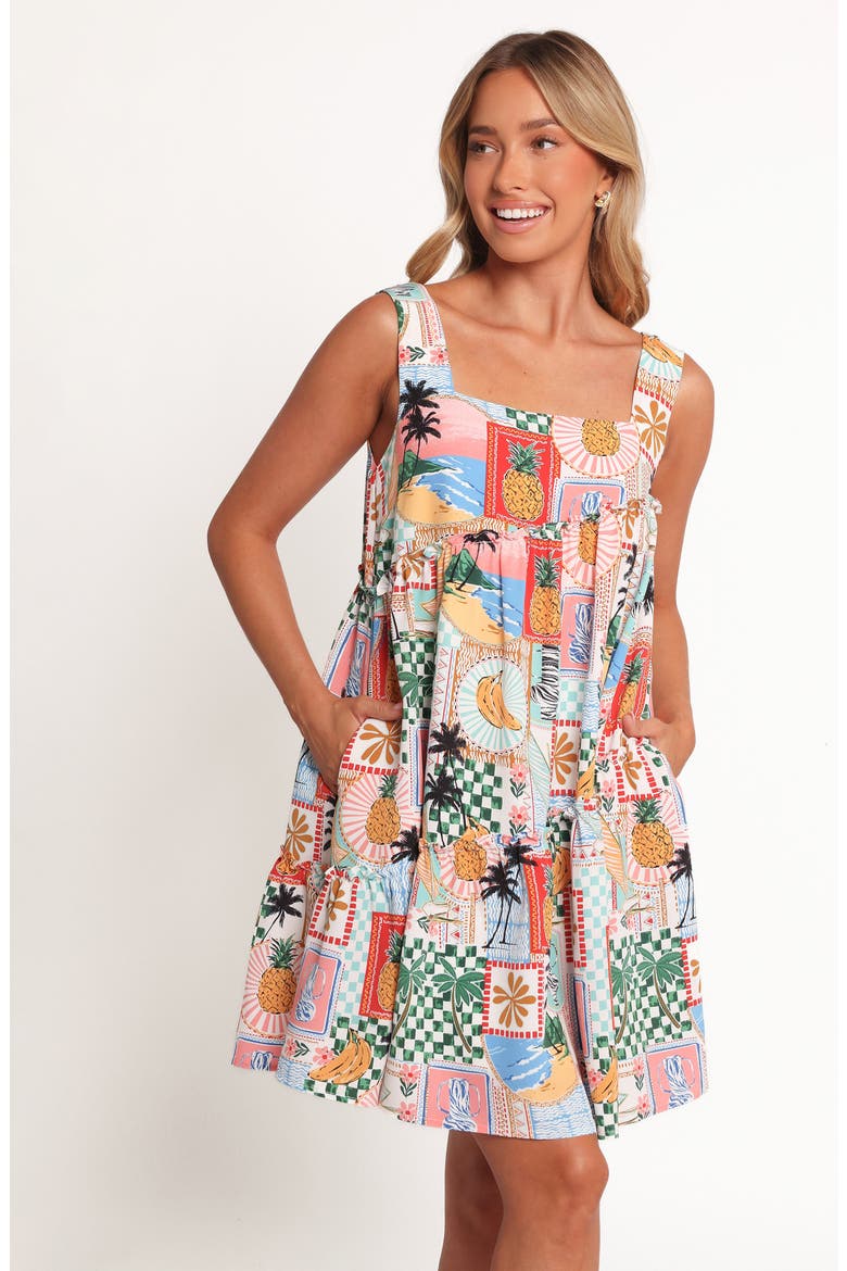 Rafaela Trapeze Minidress, Alternate, color, OFF WHITE MULTI
