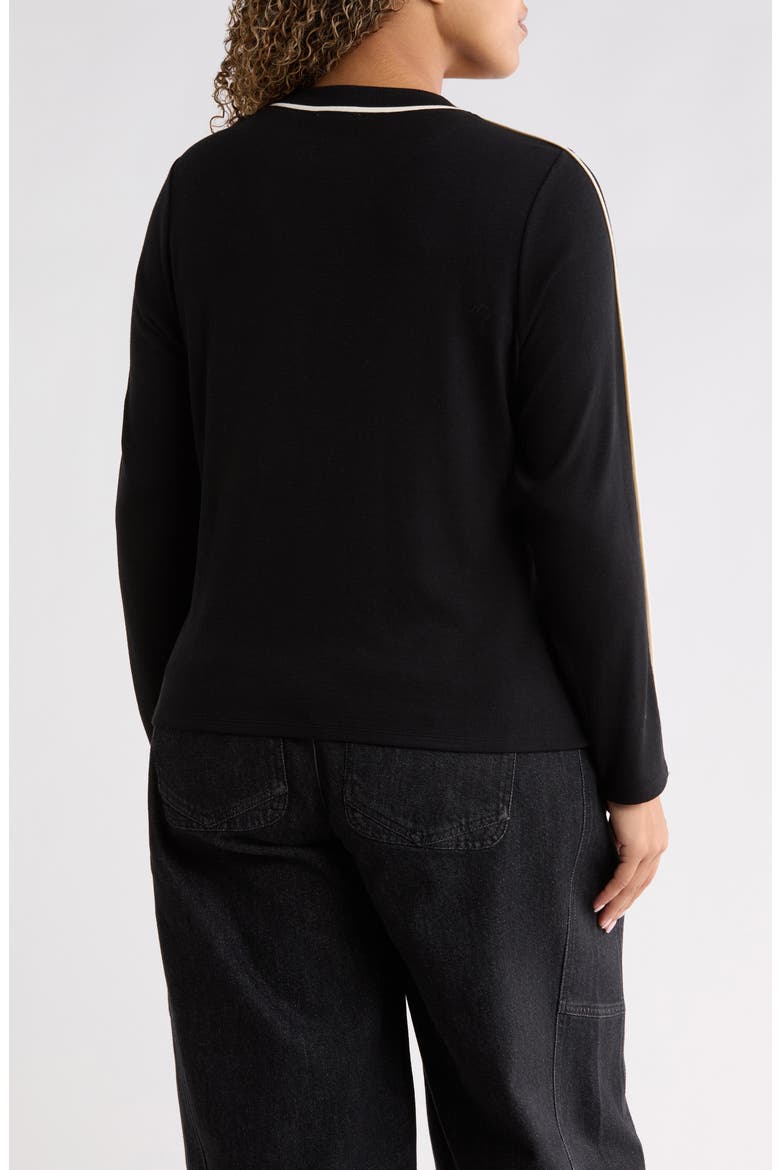 Mock Neck Colorblocked Knit Top, Alternate, color, BLACK/ ECRU