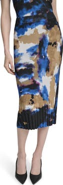 DKNY Print Rib Sweater Midi Skirt