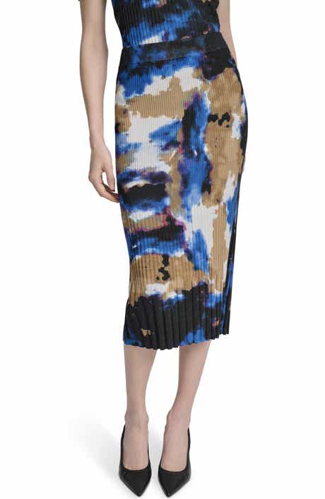 DKNY Print Rib Sweater Midi Skirt