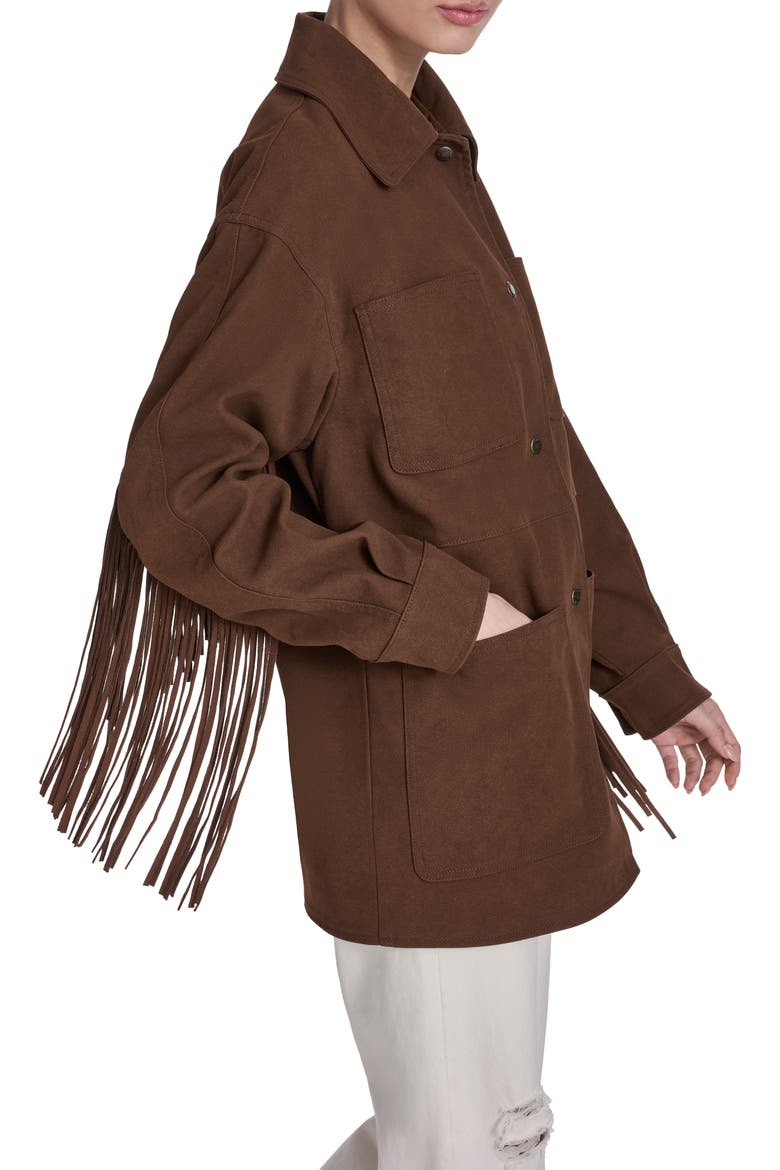 Fringe Faux Suede Chore Jacket, Alternate, color, MAPLE