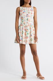 Blu Pepper Mediterranean Lunch Motif Drop Waist Minidress