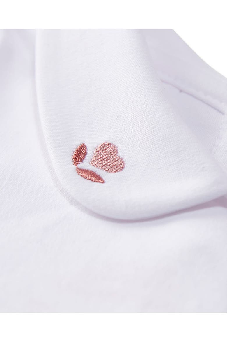 Heart-Embroidered Peter Pan Collar Footie, Alternate, color, Winter White