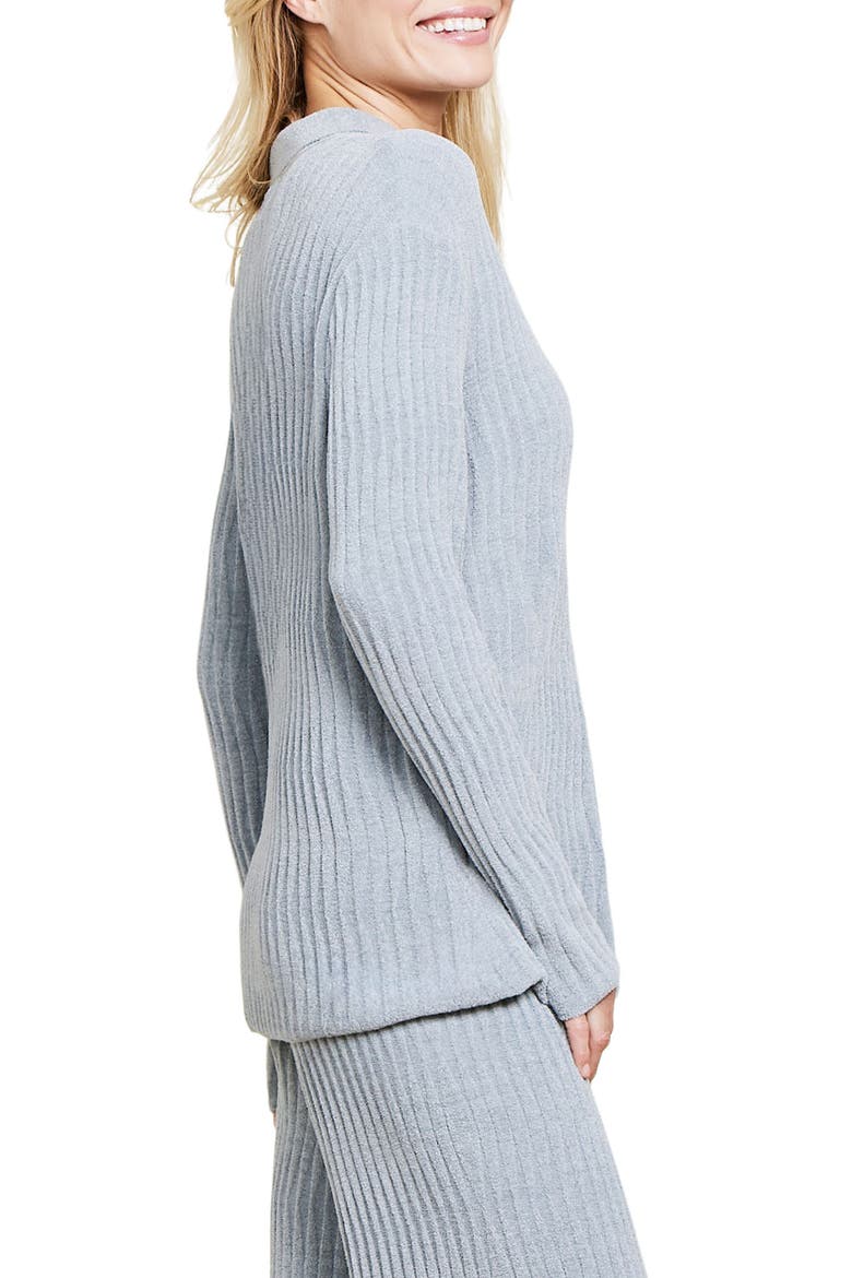 CozyChic® Ultra Lite® Wave Rib Button-Up Shirt, Alternate, color, MOONBEAM