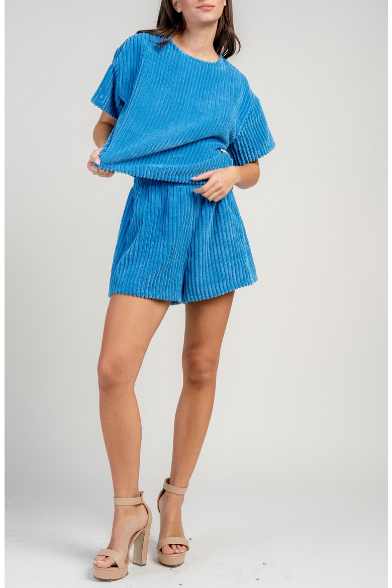 Boxy Oversized Corduroy T-shirt, Alternate, color, BLUE