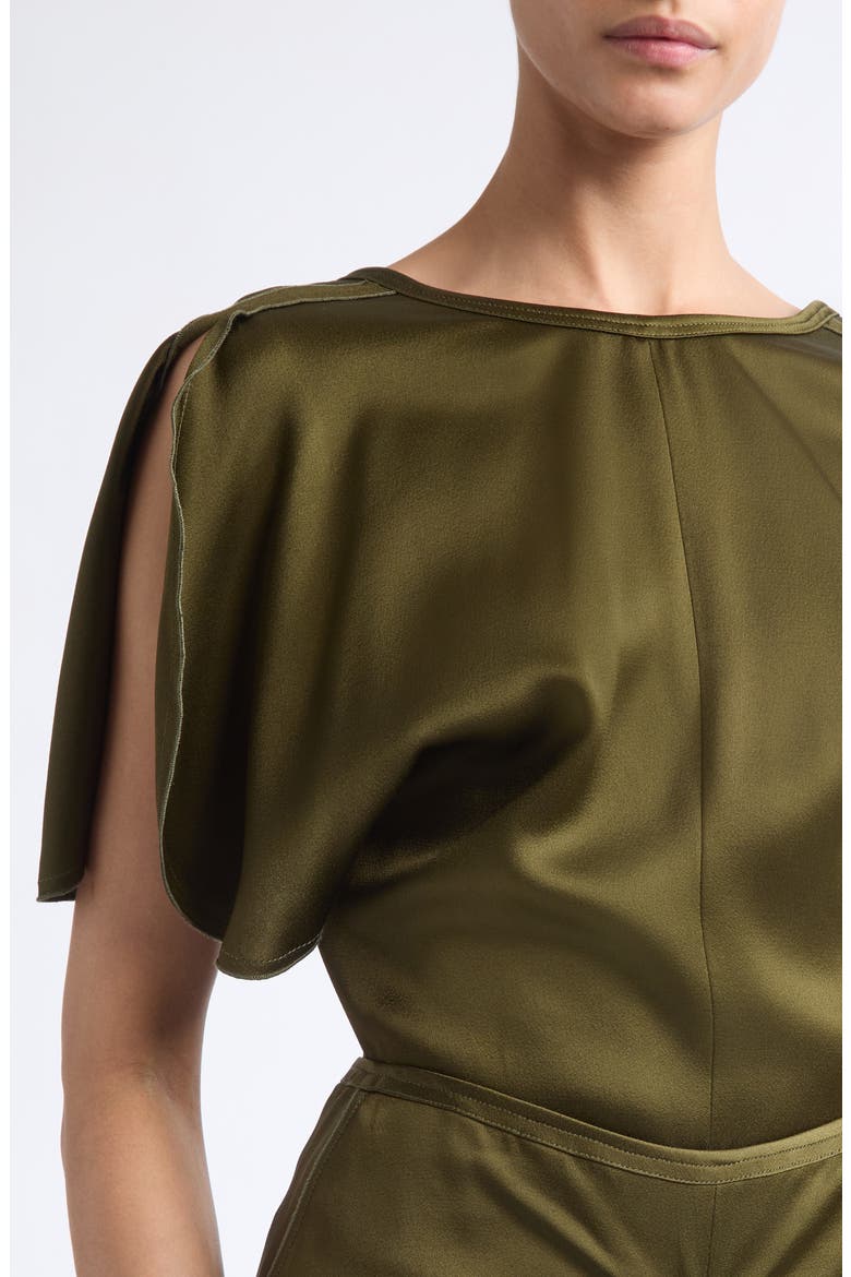 Bela Flutter Sleeve Satin Top, Alternate, color, MARSH GREEN