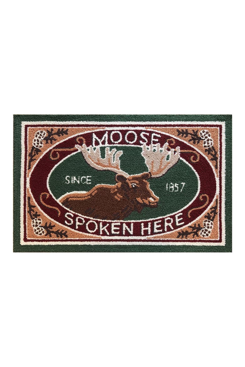 Moose Has Spoken Here Doormat, Main, color, GREEN/ RED/ BROWN