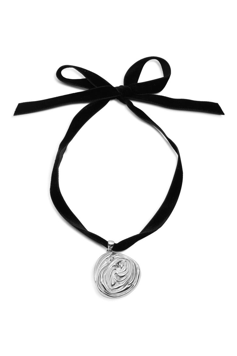 Rosette Pendant Necklace, Main, color, SILVER