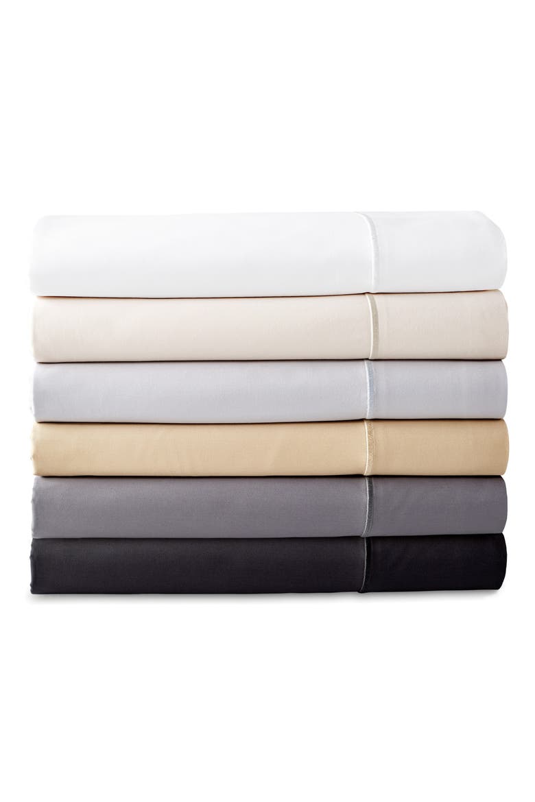 Indulgence Cotton & Silk Flat Sheet, Alternate, color, WHITE