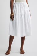 Caslon® Drop Waist Poplin Midi Skirt