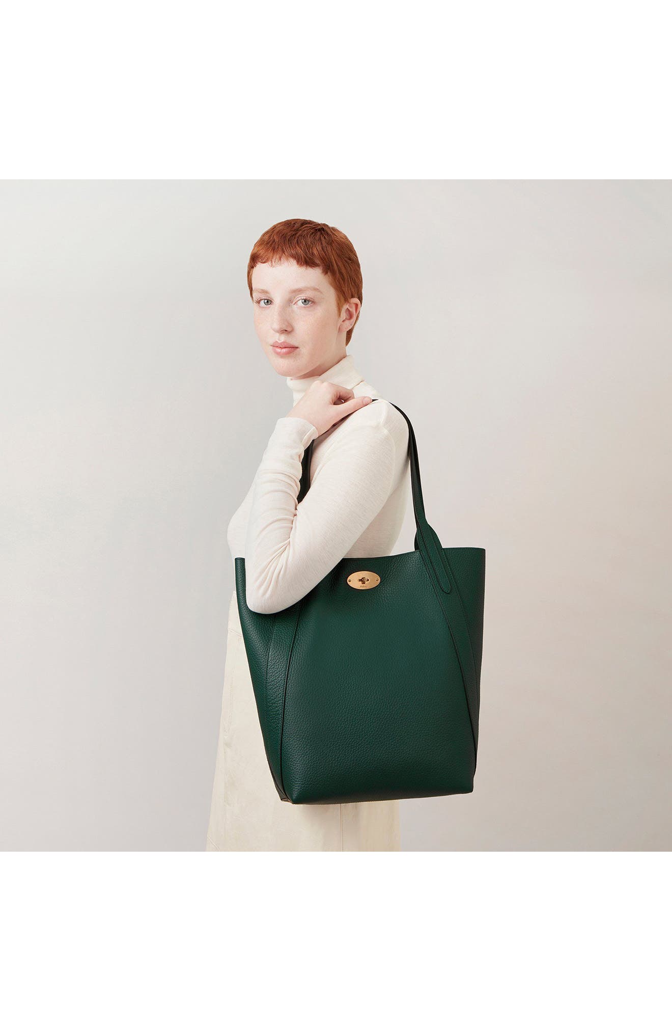 North/South Bayswater Leather Tote, Alternate, color, MULBERRY GREEN