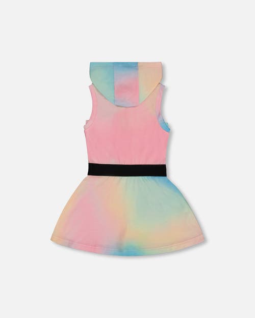 Deux Par Deux Girls' Hooded Dress With Elastic Waist - Big Kid In Multicolored Tie Dye