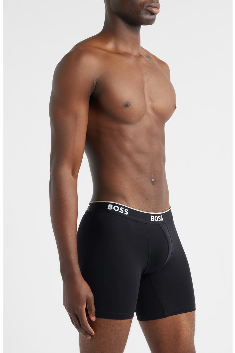 3-Pack Power Stretch Cotton Long Boxer Briefs, Alternate, color, BLACK