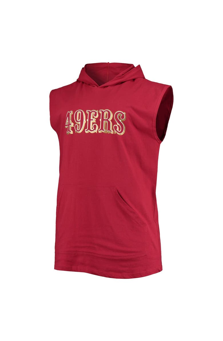 PROFILE Men's Scarlet San Francisco 49ers Big & Tall Muscle Sleeveless Pullover Hoodie, Alternate, color,