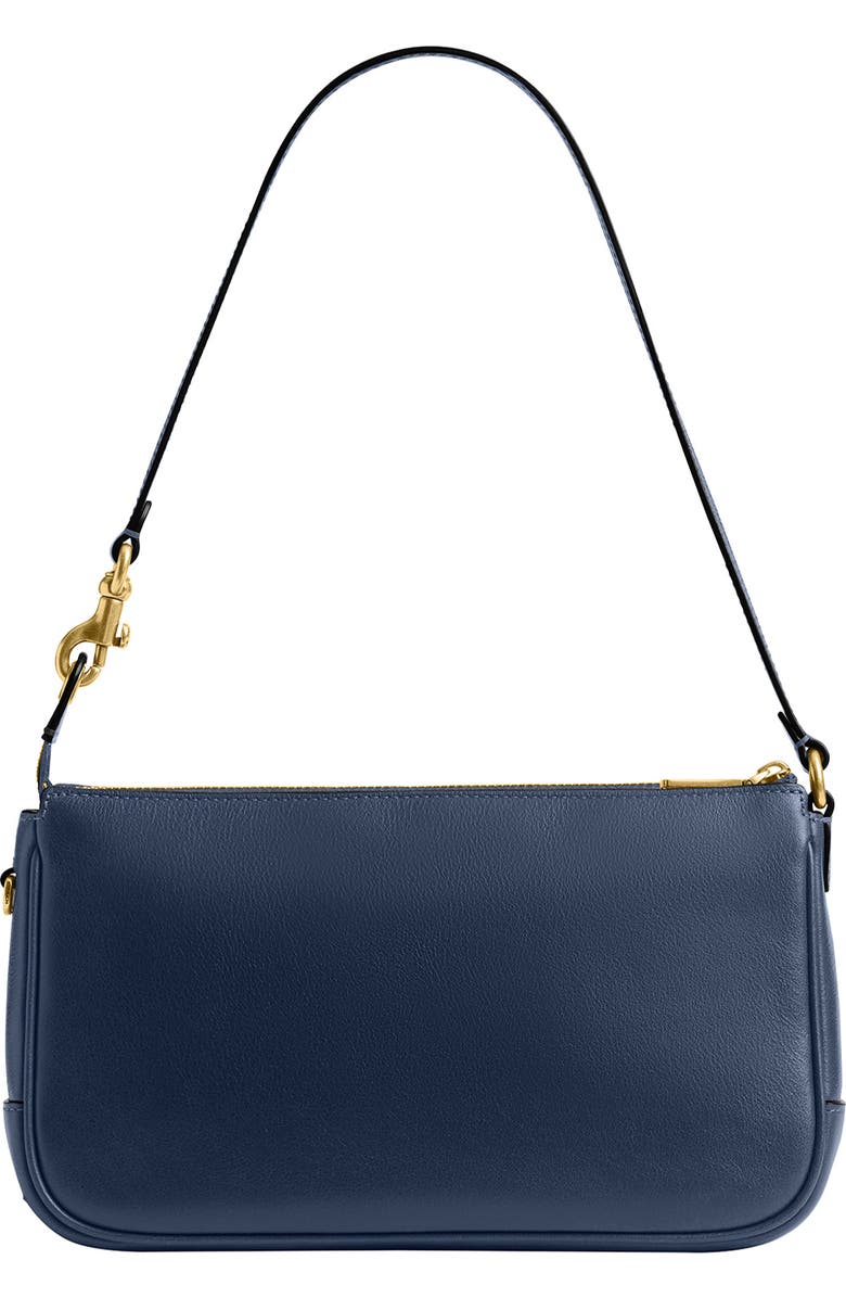 COACH Plaza Natural Grain Leather Shoulder Bag, Alternate, color, Navy