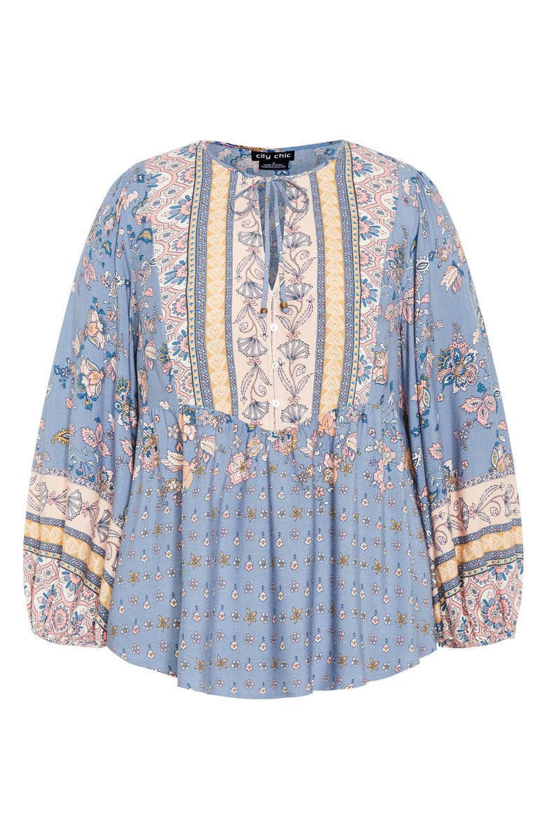 City Chic Angel Falls Mixed Floral Print Peplum Top, Alternate, color, 