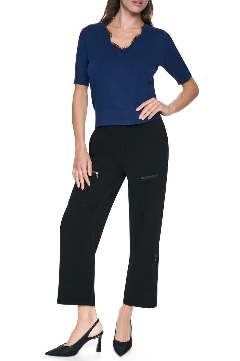 Lace Trim Sweater, Alternate, color, INTREPID BLUE