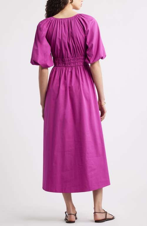 Nordstrom Puff Sleeve Cotton Poplin Dress In Pink Wild Aster