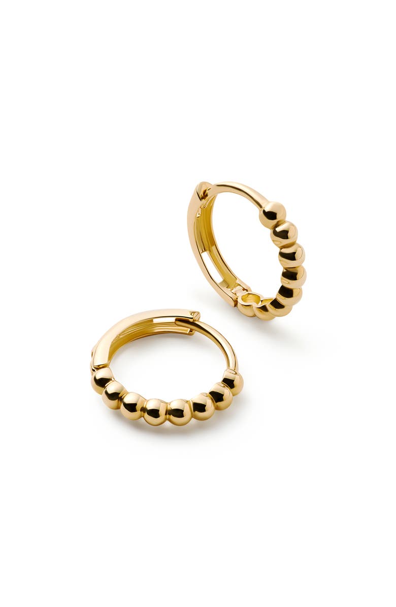 Ana Luisa Solid Yellow Gold - Gold Bead Hoops Small, Main, color, Gold