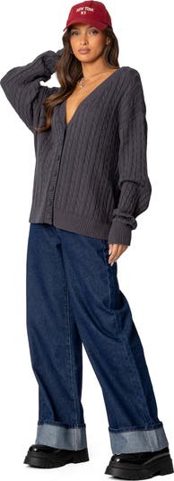 Francine Oversize Cable Cotton Cardigan