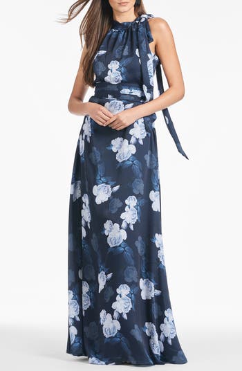 Sachin Babi Kayla Floral Crinkle Georgette Gown Nordstromrack