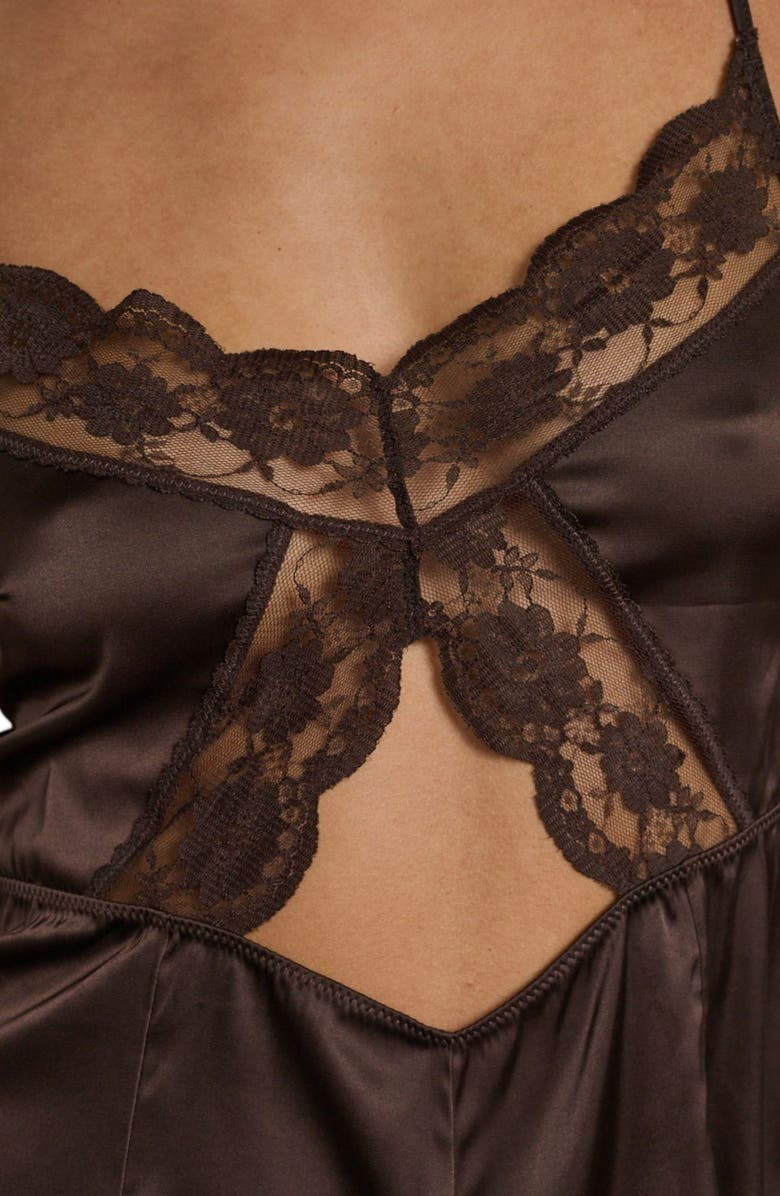 Kat The Label Harper Lace Trim Cutout Teddy, Main, color, Espresso