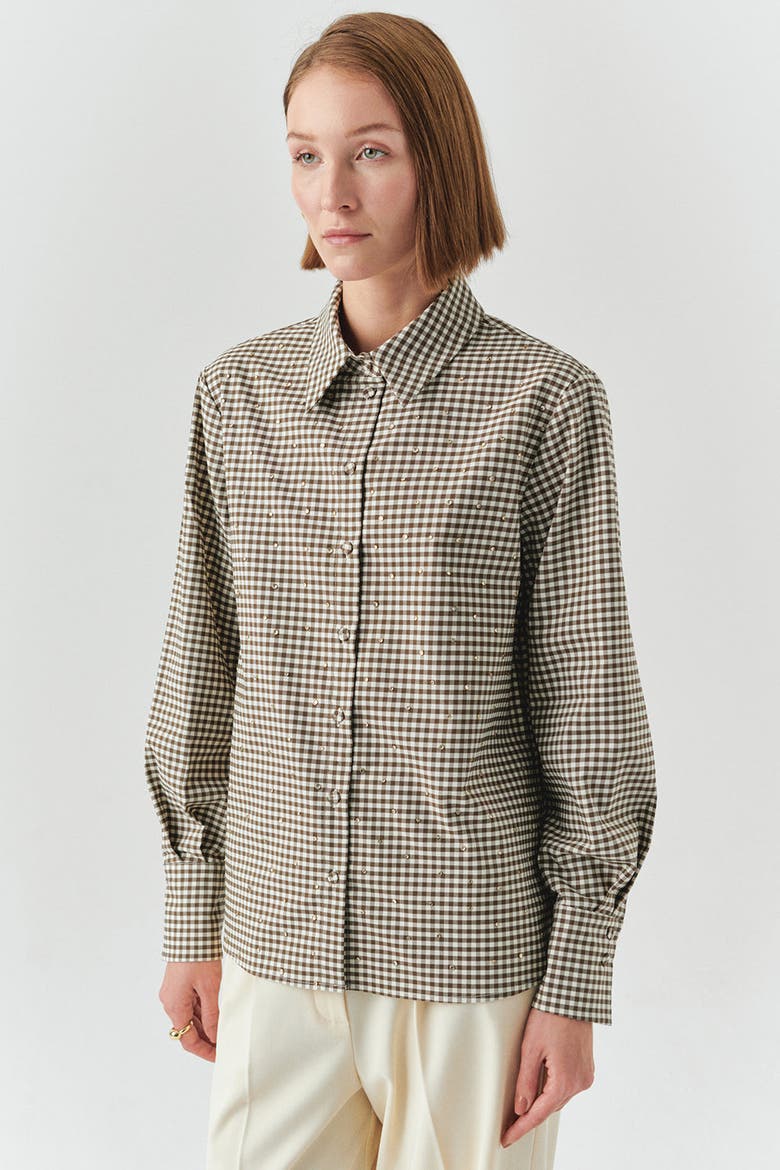 Jamie Plaid Shirt, Alternate, color, Brown