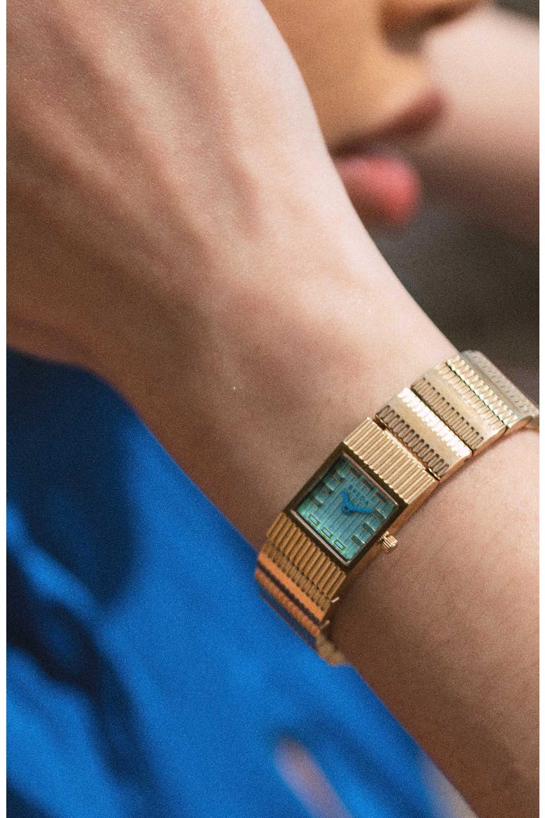Groove Square Bracelet Watch, 16mm, Alternate, color, GOLD/BLUE
