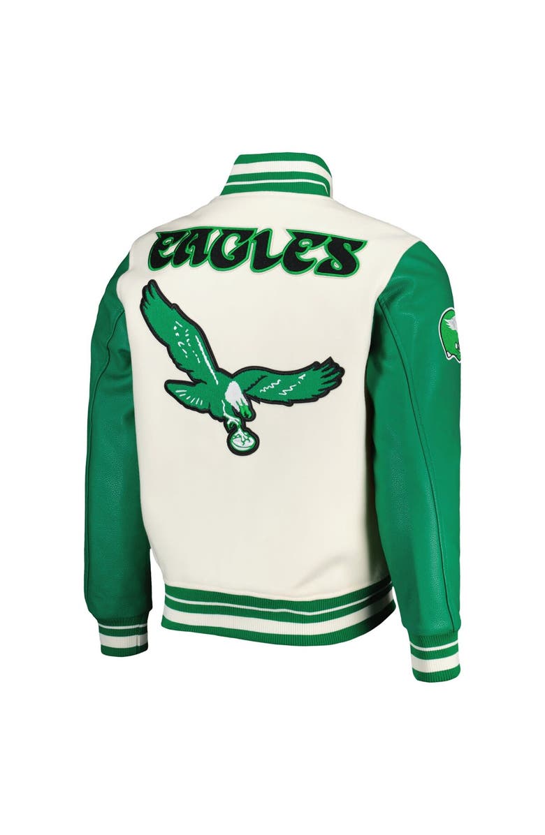 PRO STANDARD Men's Pro Standard Cream Philadelphia Eagles Retro Classic Varsity Full-Zip Jacket, Alternate, color, 