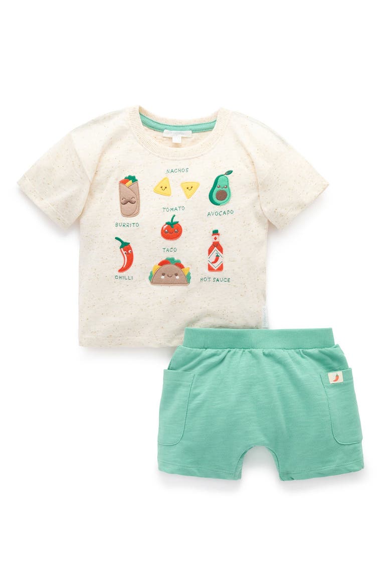 Small Bites Tee and Short Set, Main, color, Iguana