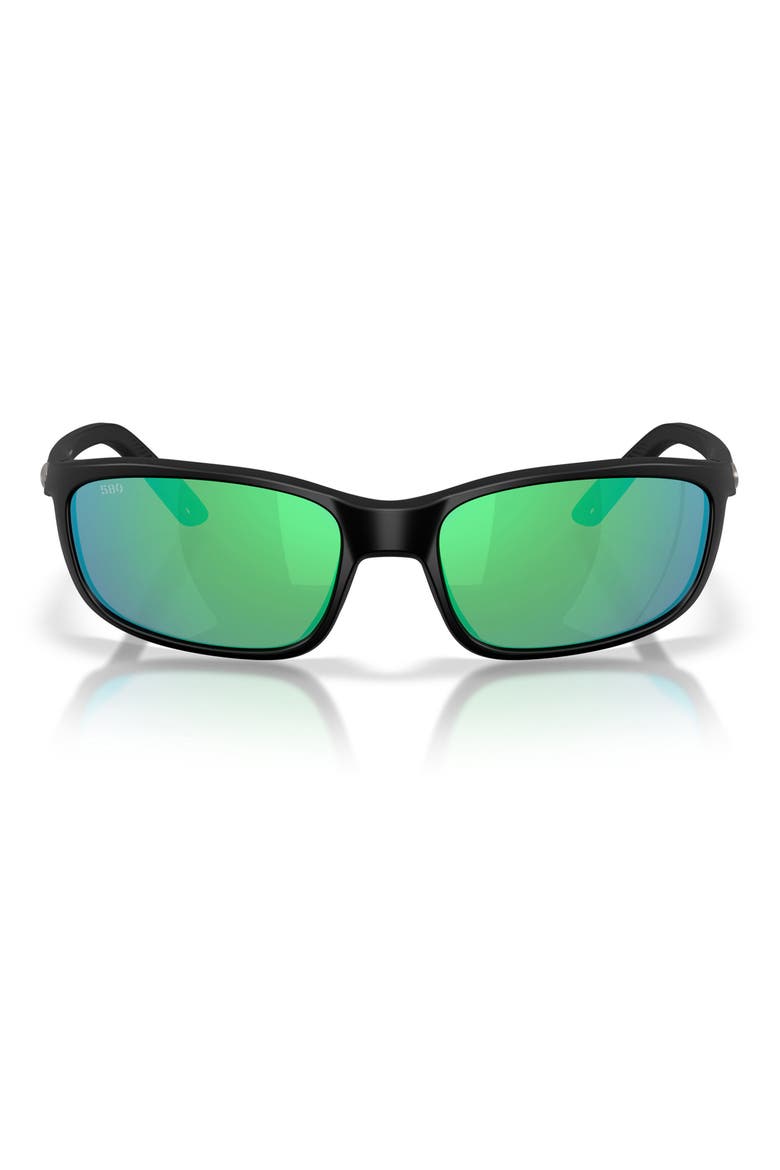 Brine II 59mm Polarized Rectangular Sunglasses, Main, color, BLACK / GREEN MIRROR 580G