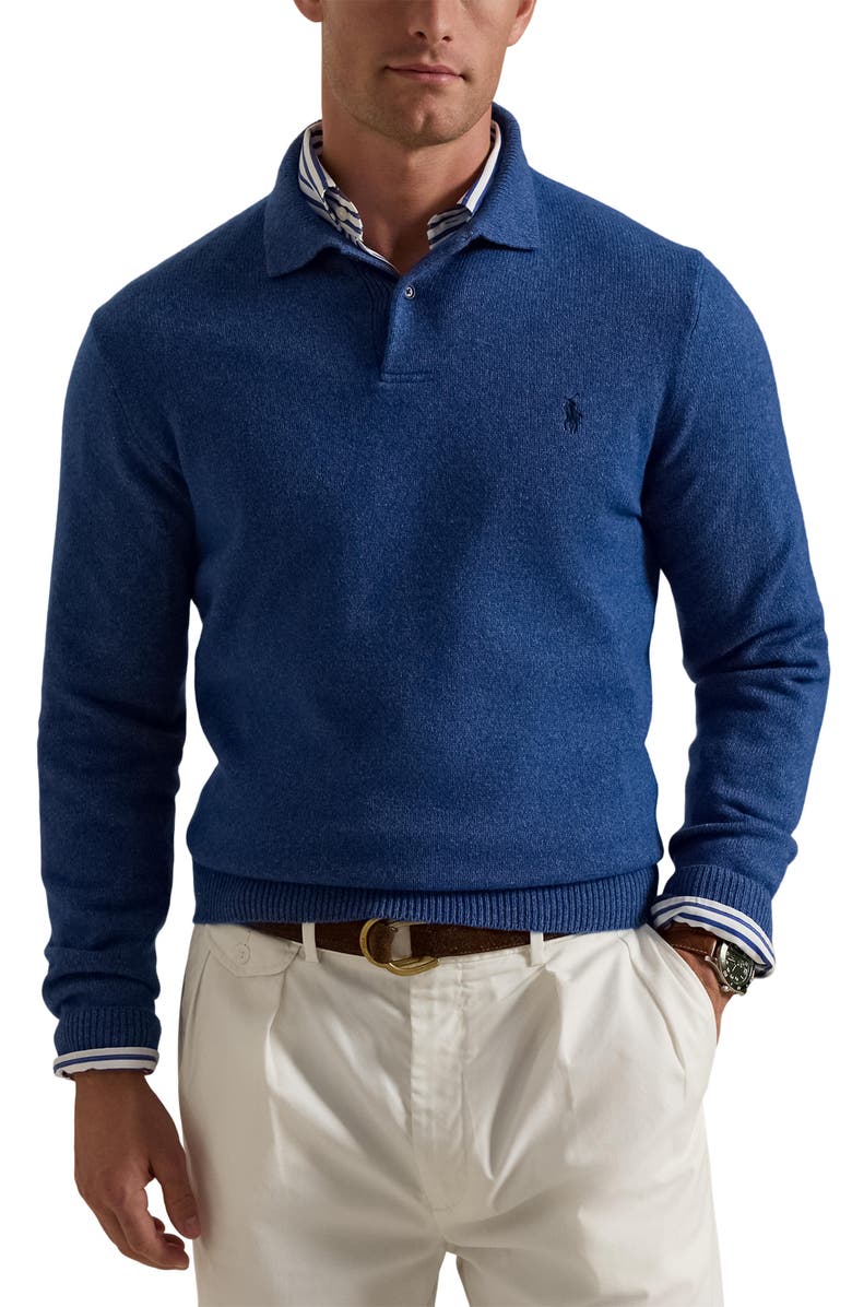 Polo Ralph Lauren Long Sleeve Wool & Cotton Polo Sweater, Main, color, 