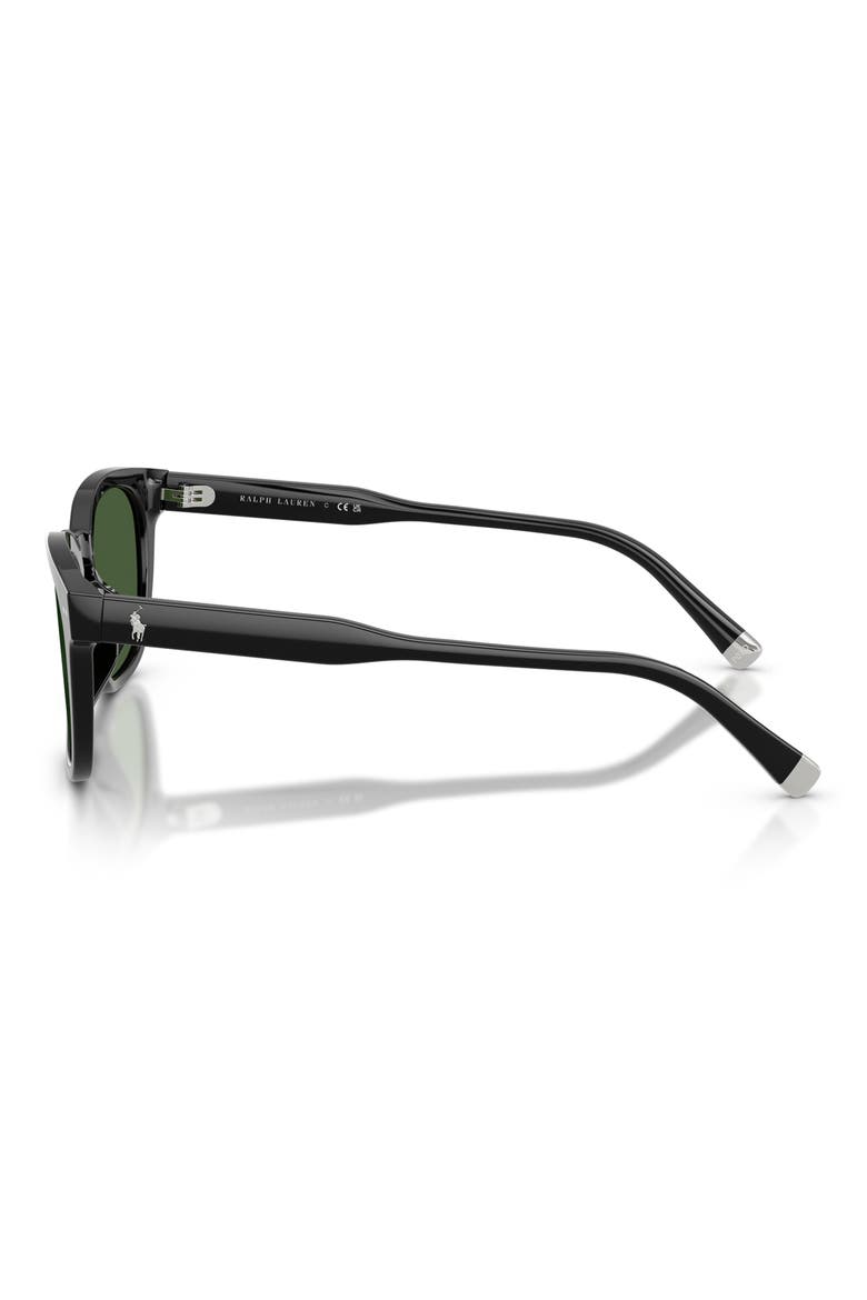 52mm Square Sunglasses, Alternate, color, SHINY BLACK / DARK GREEN